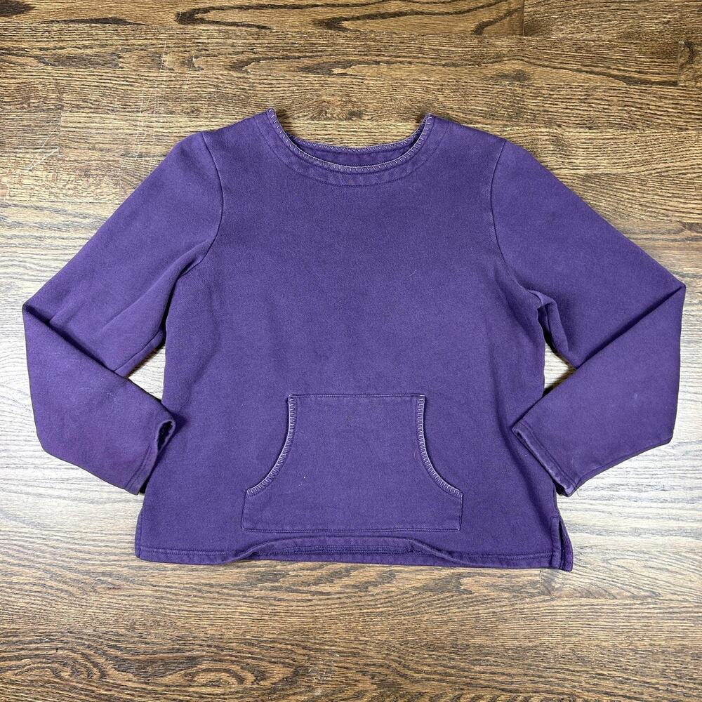 Christopher Banks Sweatshirt Womens Medium Purple Crew Neck Kangaroo Pocket Top‎